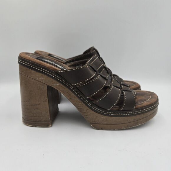 Y2K Vintage 90s BONGO Chunky Platform Heels Size 6 M Brown Sandal See All Photos - Picture 1 of 12